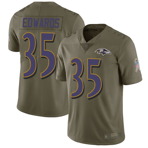 Baltimore Ravens Limited Olive Men Gus Edwards Jersey NFL Football #35 2017 Salute to Service